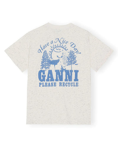 Melange dotted Graphic Tee Egret
