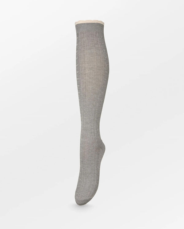 Scallop Knee Sock - Grey Melange