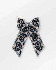 Hearty Beaded Bow Clip - Kentucky Blue