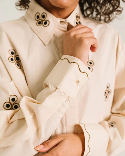 Elie Embroidered Blouse - Ecru