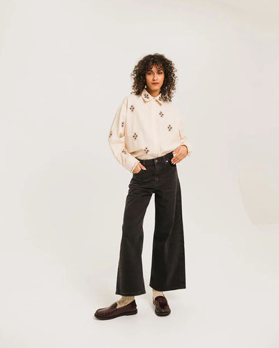 Elie Embroidered Blouse - Ecru