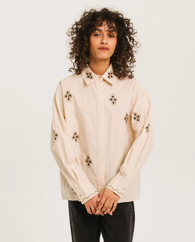Elie Embroidered Blouse - Ecru