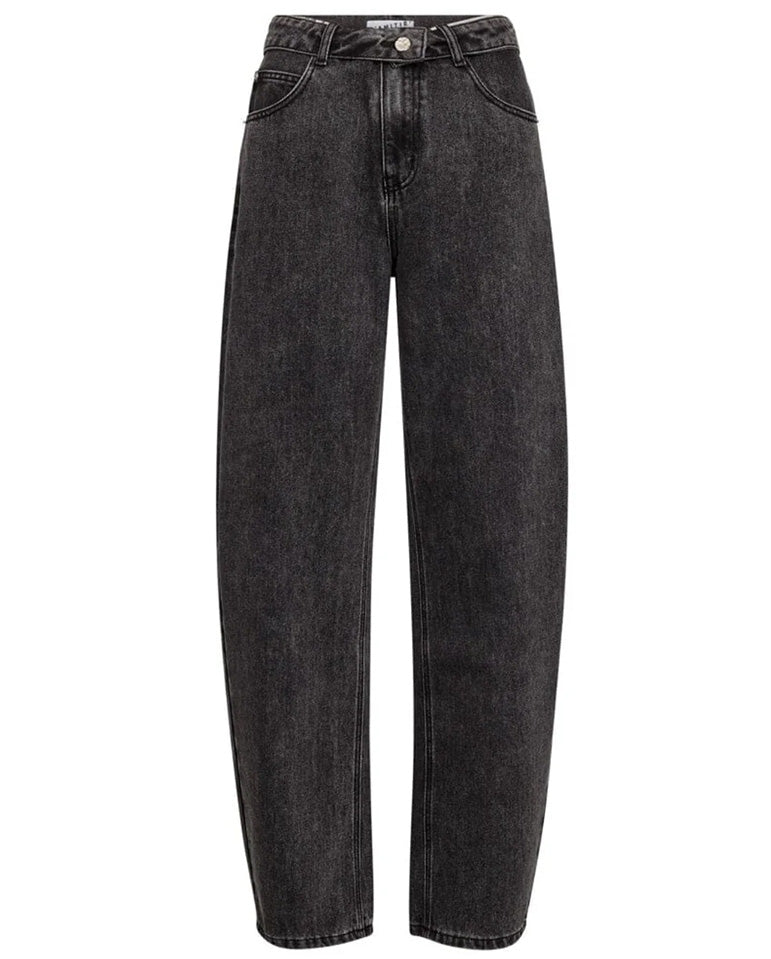 Barrel Flip Waist Jeans - Black