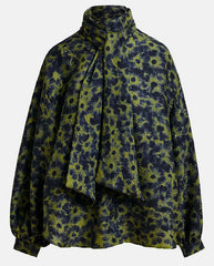 Illicium Pussy Bow Tie Top - Olive Combo