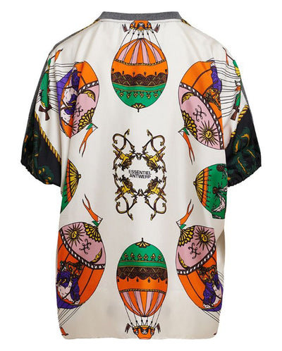 Kos T-Shirt with Silk Scarf Back - Black Multi