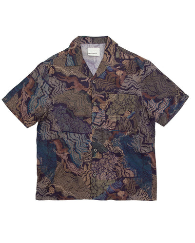 Marcus James Wave Shirt - Navy Dark Taupe