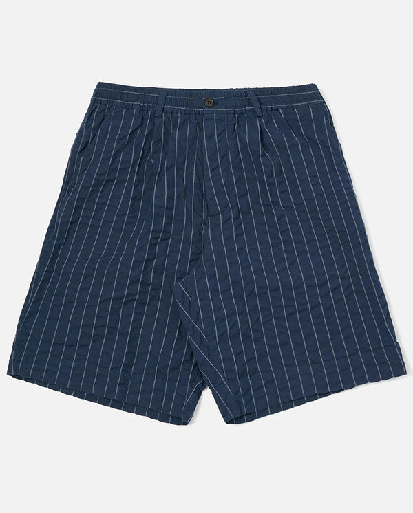 PLEATED TRACK SHORT - NAVY Stripe