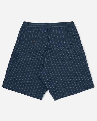 PLEATED TRACK SHORT - NAVY Stripe