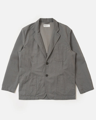 TWO BUTTON JACKET - MID GREY SLUB