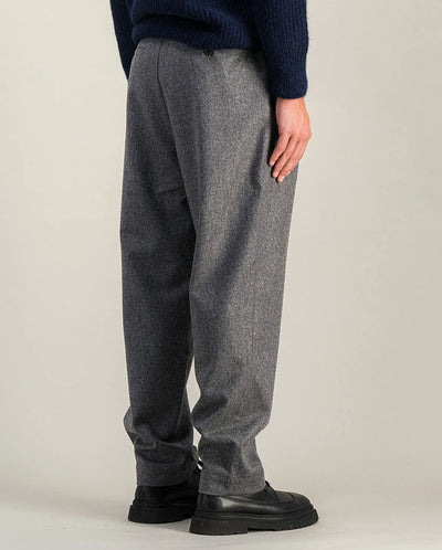 Double Pleats Flannel pants - grey melton
