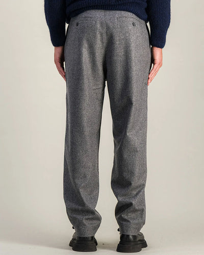 Double Pleats Flannel pants - grey melton