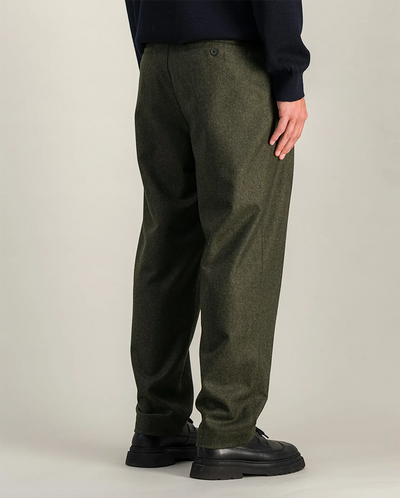 Double Pleats Flannel pants - Olive Melton