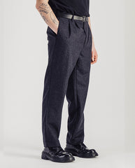 Double Pleats Flannel pants - dark grey melange