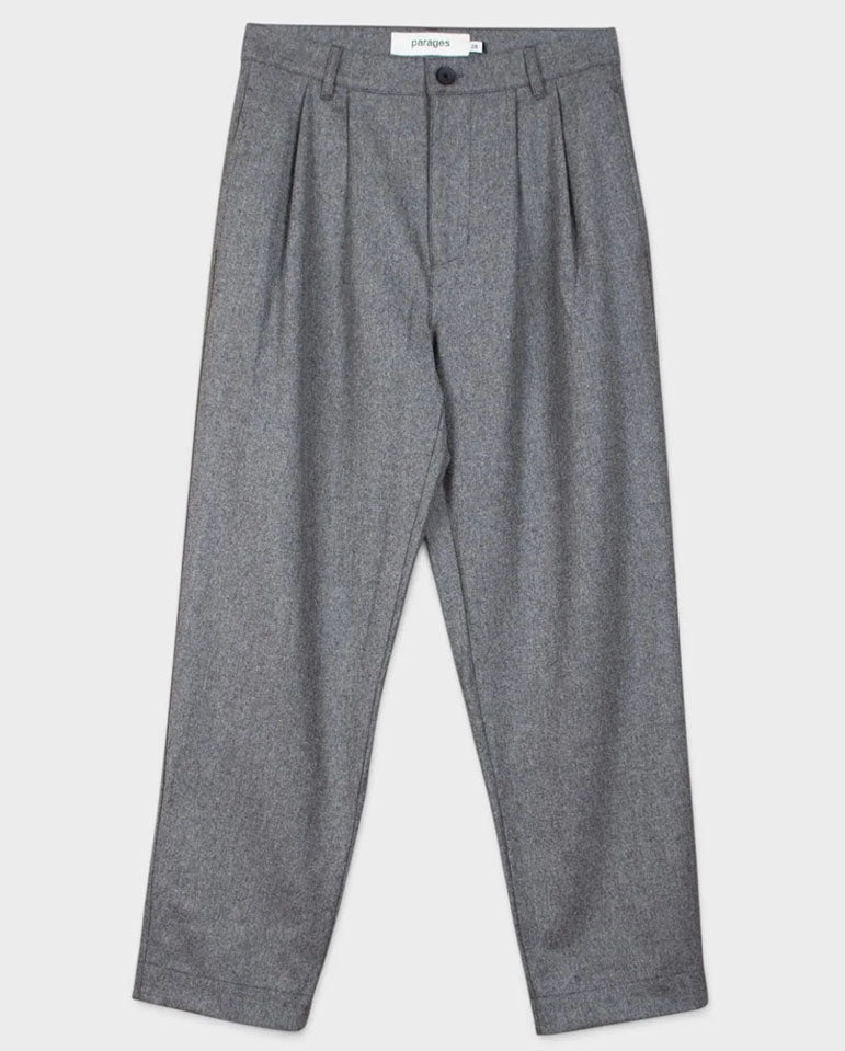 Double Pleats Flannel pants - grey melton