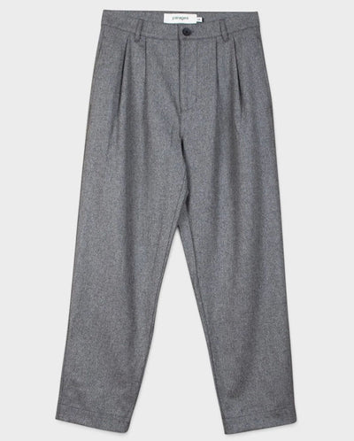 Double Pleats Flannel pants - grey melton