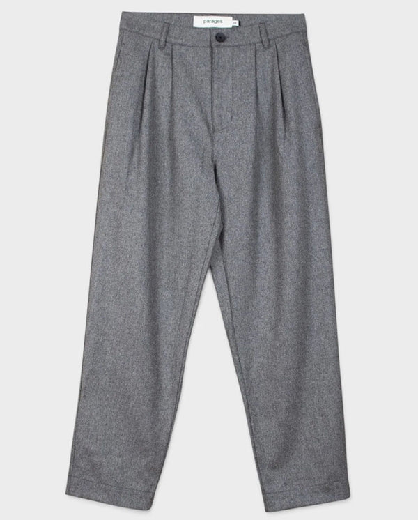 Double Pleats Flannel pants - grey melton
