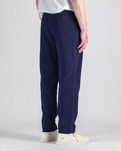 Double Pleats pants - navy seersucker