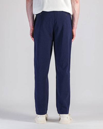Double Pleats pants - navy seersucker