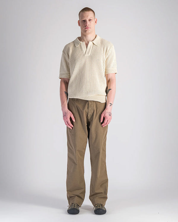 Mesh knitted polo - beige