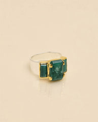 Osiris Emerald Art Deco Ring Silver/GP