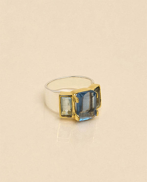 Osiris Apatite Art Deco Ring Silver/GP