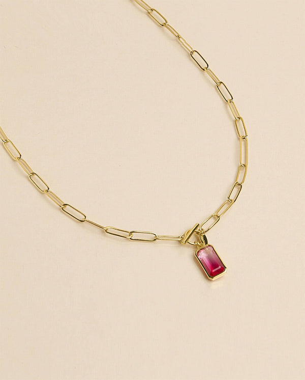 Rainbow Fuschia Necklace GOLD