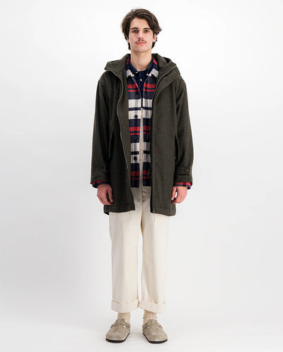 Refuge Wool Coat Dark Olive Melange