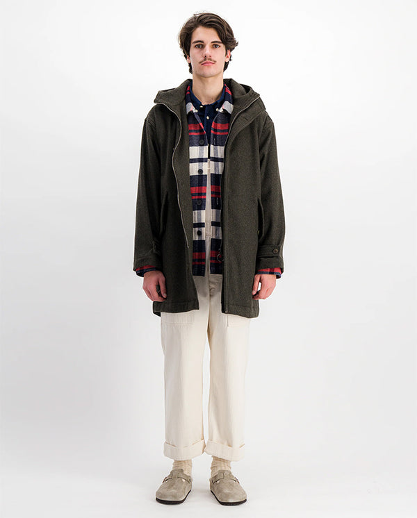 Refuge Wool Coat Dark Olive Melange