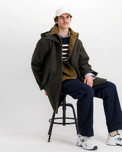 Refuge Wool Coat Dark Olive Melange
