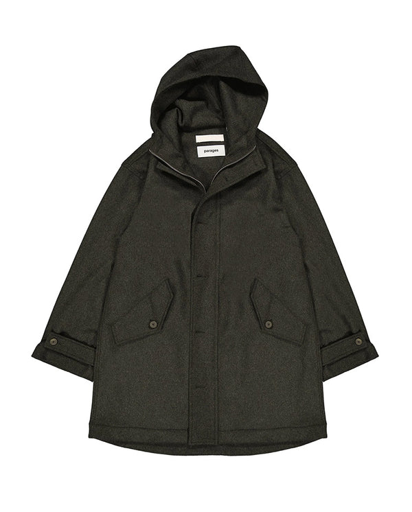 Refuge Wool Coat Dark Olive Melange