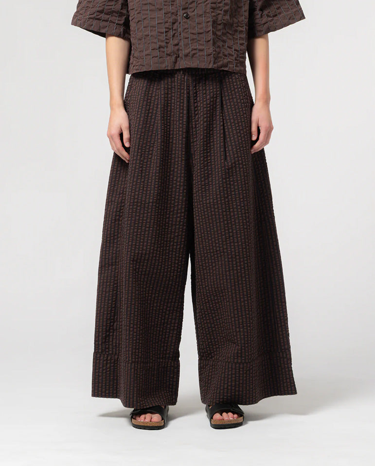 Seersucker Culotte - Coffee/Navy