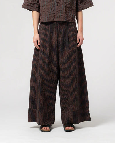 Seersucker Culotte - Coffee/Navy