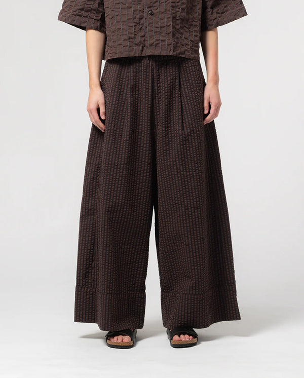 Seersucker Culotte - Coffee/Navy