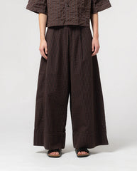 Seersucker Culotte - Coffee/Navy