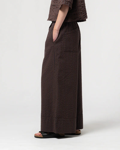 Seersucker Culotte - Coffee/Navy