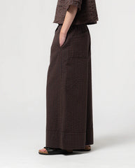 Seersucker Culotte - Coffee/Navy