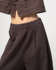 Seersucker Culotte - Coffee/Navy