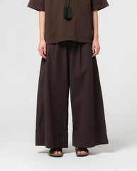 Seersucker Culotte - Coffee/Navy