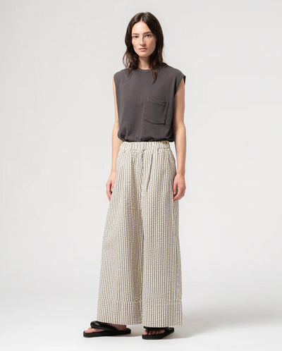 Seersucker Culotte - Iron/OffWhite