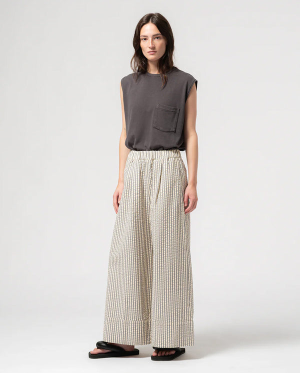 Seersucker Culotte - Iron/OffWhite