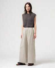 Seersucker Culotte - Iron/OffWhite