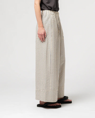 Seersucker Culotte - Iron/OffWhite