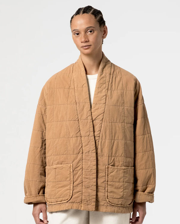 Long Kimono Quilt Jacket Almond