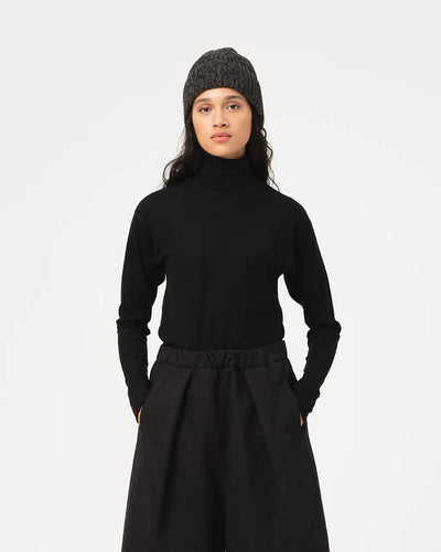 Rib Wool Turtle Neck - Black