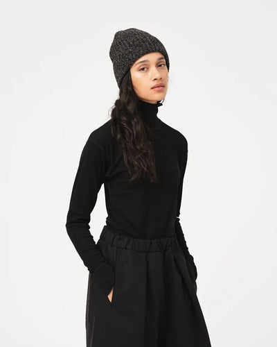 Rib Wool Turtle Neck - Black