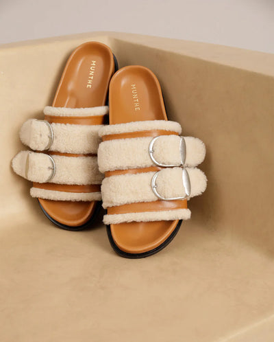 Jemmy Leather fur Slider Nature
