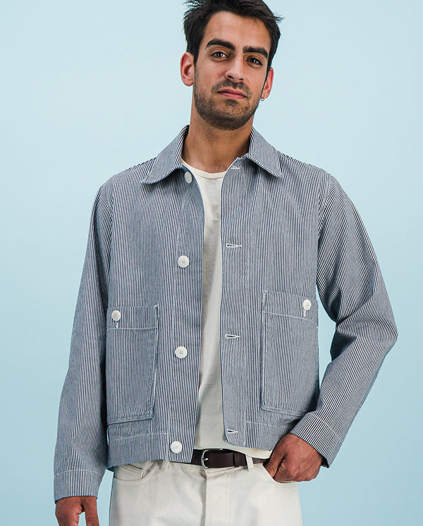 Aubrac Stripe Jacket Off white / Navy Stripes