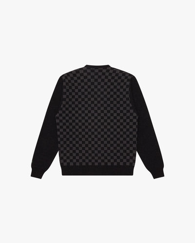 Check Merino Cardigan CHARCOAL