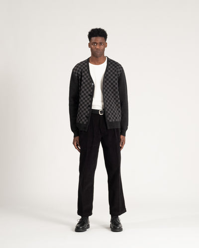 Check Merino Cardigan CHARCOAL