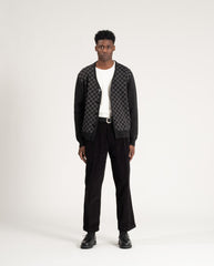 Check Merino Cardigan CHARCOAL